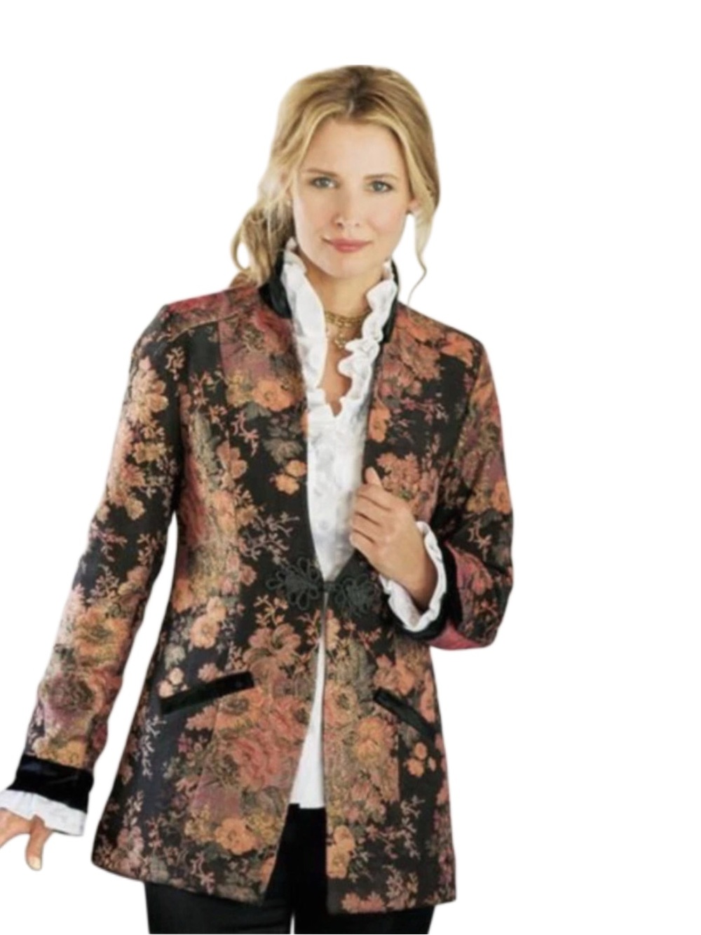 Soft Surroundings Westbury Garden Metallic Jacquard Jacket Size L Whimsigoth 90s